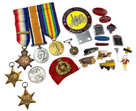 A WWI Victory 14-18 and 1914 Star awarded to 3181 Private, Later Sargent J Marchant, 19 HRS, Royal Mariners badges 39-45 and 