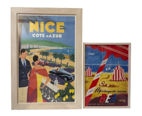 Two framed tourist advertisement posters, to include: After Charles Avalon - 'Nice, Cote d'Azur', limited edition print (12/2