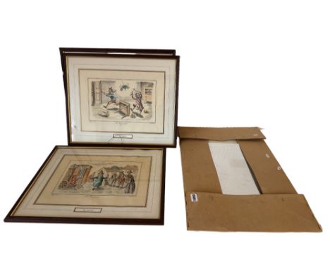 A quantity of prints, to include: After C.C. Henderson - Three hand-coloured reproduction prints of dental practice scenes ti