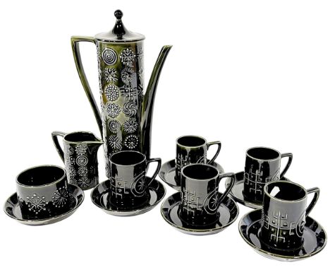 A Portmeirion Totem ware coffee set for five, designed by Susan Willams Ellis