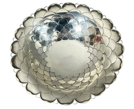 A George V silver pedestal bowl, Sheffield, 1931 by Mappin &amp; Webb, with fish scale pattern finish 18cm diameter, 6.5 oz