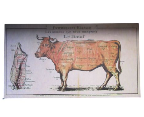 A large French rectangular canvas print butchers shop sign - Le Boeuf, 110 x 200 cm