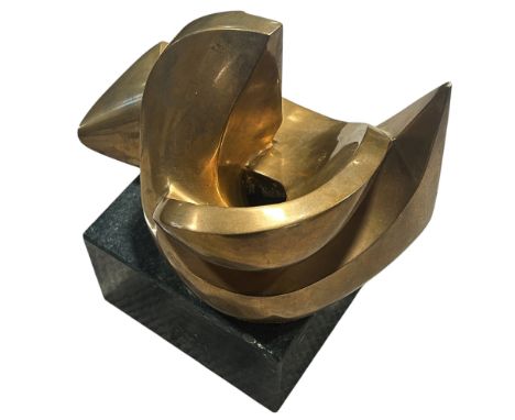 Deborah Stern bronze sculpture “You and I” 1975  Limited Edition 7/9 signed to base, 19cm wide x 11.5cm high, on a green marb