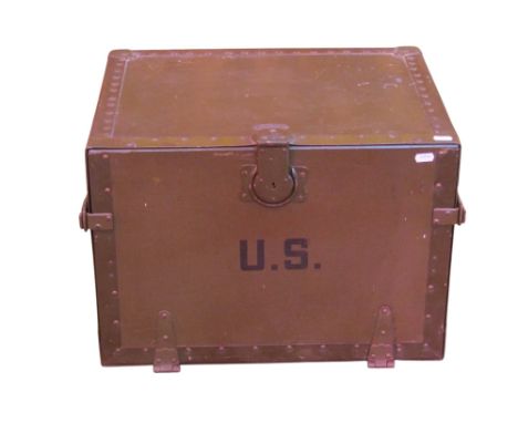 A American hardware company US Military trunk the fall front with partially fitted interior 