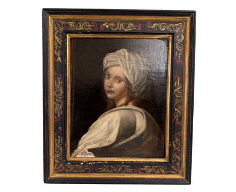After Guido Reni (Italian, 1575-1642) - Portrait of Beatrice Cenci, oil on canvas mounted on board, 46 x 37 cm, framed in an 