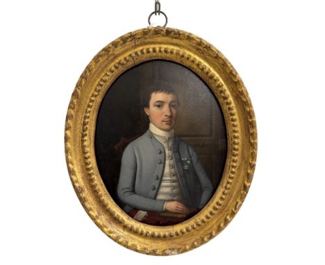 British School, Late 18th-Early 19th Century - Portrait of a gentleman beside an opened letter addressed 'To Mr. Hill, Tewkes