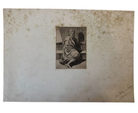 After Marcantonio Raimondi (c.1480-1527/34) - 'Portrait of Raphael', engraving, bearing inscription verso stating this print 