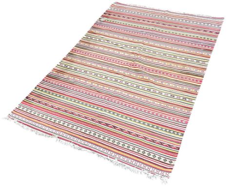 A Kilim rug with a multi striped pattern 295cm x 195cm 