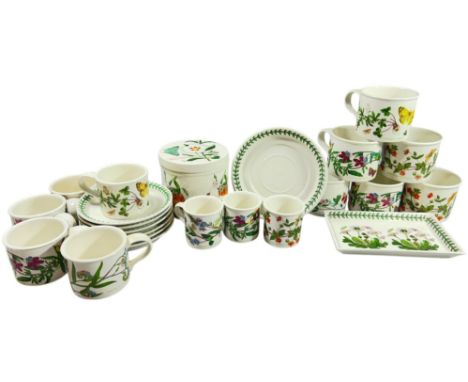 A collection of Portmeirion Botanical ware designed by Susan Williams Ellis, principally cups and saucers, bowls, condiments 