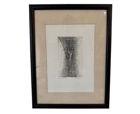 20th century etching titled 'Pranic Tube', indistinctly signed 'Nicole...' and titled in pencil below, 21 x 29 cm, framed