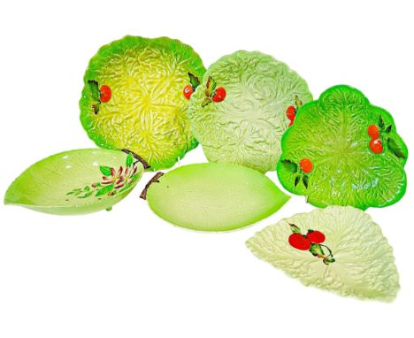 A collection of Carltonware and leaf moulded dishes/platters with floral and fruit detail (6) 