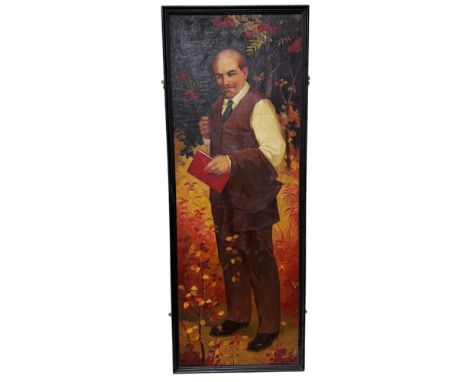 Socialist Realist School - Portrait of Lenin, oil on canvas, unsigned, 80 x 217 cm, frame dimensions: 84 x 221 cm