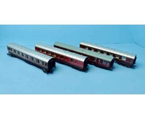 4x Hornby &amp; Bachmann OO Gauge LMS Crimson Passenger Coaches All Unboxed