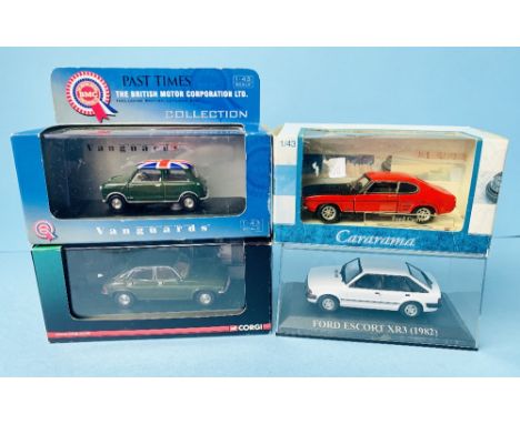 4x 1/43 Scale Diecast Cars including Corgi Mini &amp; Allegro &amp; a Ford Capri &amp; Escort All Boxed