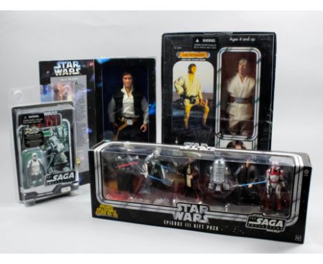 A collection of boxed "Star Wars" figures, including - Luke Skywalker dressed in Tatooine Desert costume with light sabre, gr