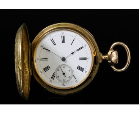 A late 19th Century gentleman's French 18ct gold full hunting cased keyless lever minute repeating pocket watch, Maison B. Ha