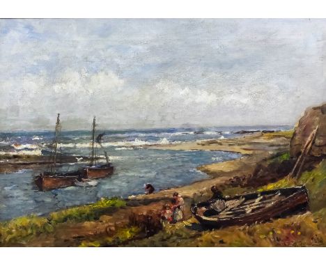 Robert Weir Allan (1852-1942) - Oil painting - "Aberdeen Coast", canvas 15ins x 21ins, signed, in gilt moulded frame Note : A