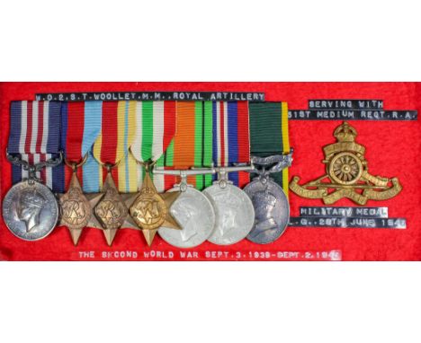 A group of seven George VI Second World War medals comprising, Military Medal, 1939 - 45 Star, The Africa Star, The Italy Sta