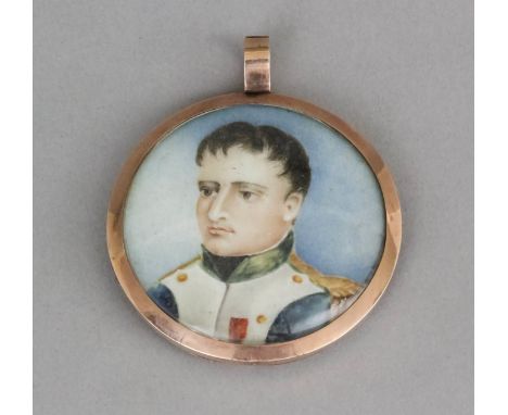 Late 19th/early 20th Century French School - Miniature portrait of a young Napoleon Bonaparte, 1.875ins diameter, in gilt met