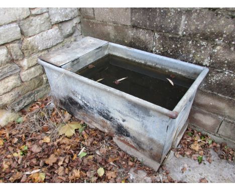 Galvanised iron self-feed trough - Approx H: 43cm L: 98cm W: 52cm