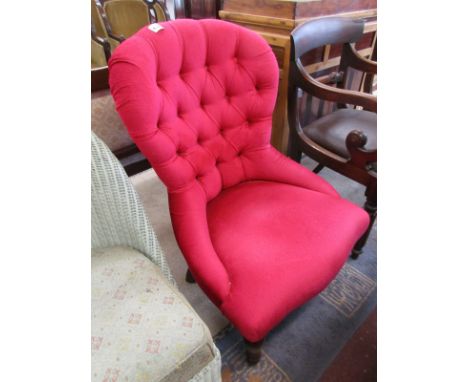 Pink button-back dralon chair