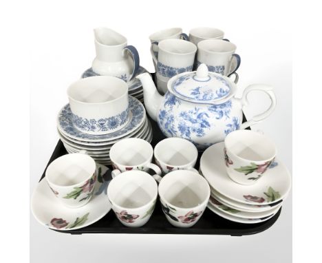 Twenty six pieces of Royal Doulton Cranbourne tea china and a further set of six modern tea cups and saucers.