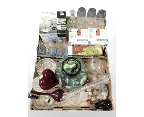 Assorted drinking glasses, marbles, vases, etc. (2 boxes)