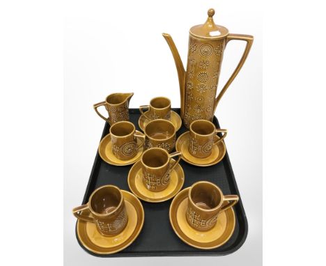 A fifteen piece Portmeirion tea service designed by Susan Williams-Ellis in the Totem pattern 