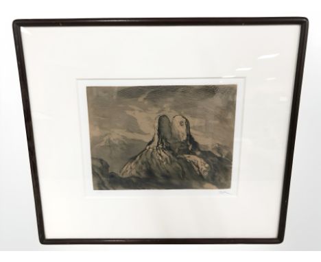 After Samuel Bak : The Summit, etching numbered 6 of 60, signed in pencil, 22 cm x 29 cm.