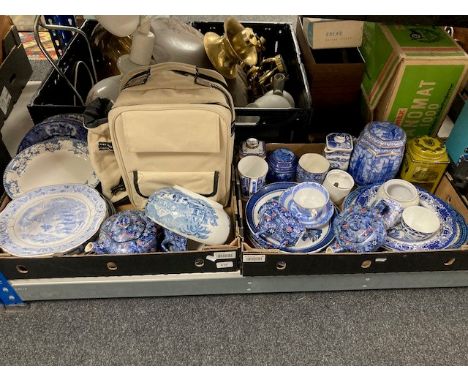 A group of Maling chintz tea china, Ringtons caddies, other blue and white ceramics. (2 boxes)