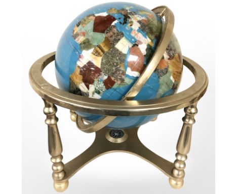 A large gemstone globe, height 43 cm.
