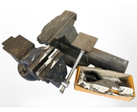 Two bench vices and a Stanley 110 plane. (1 box)