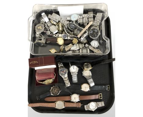 A large quantity of lady's and gents wristwatches including Rotary, Police, Seiko, Oris, etc. 
