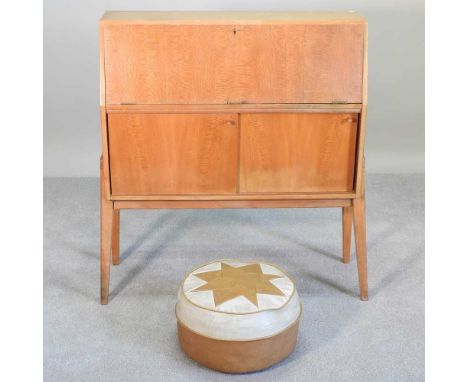 A 1960s Greeves &amp; Thomas bureau, 91cm wide, together with a pouffe (2)91w x 33d x 102h cm