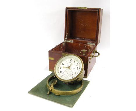 Russian two day marine chronometer, the 3.5" white dial with subsidiary seconds dial signed and bearing the no. 14797, within