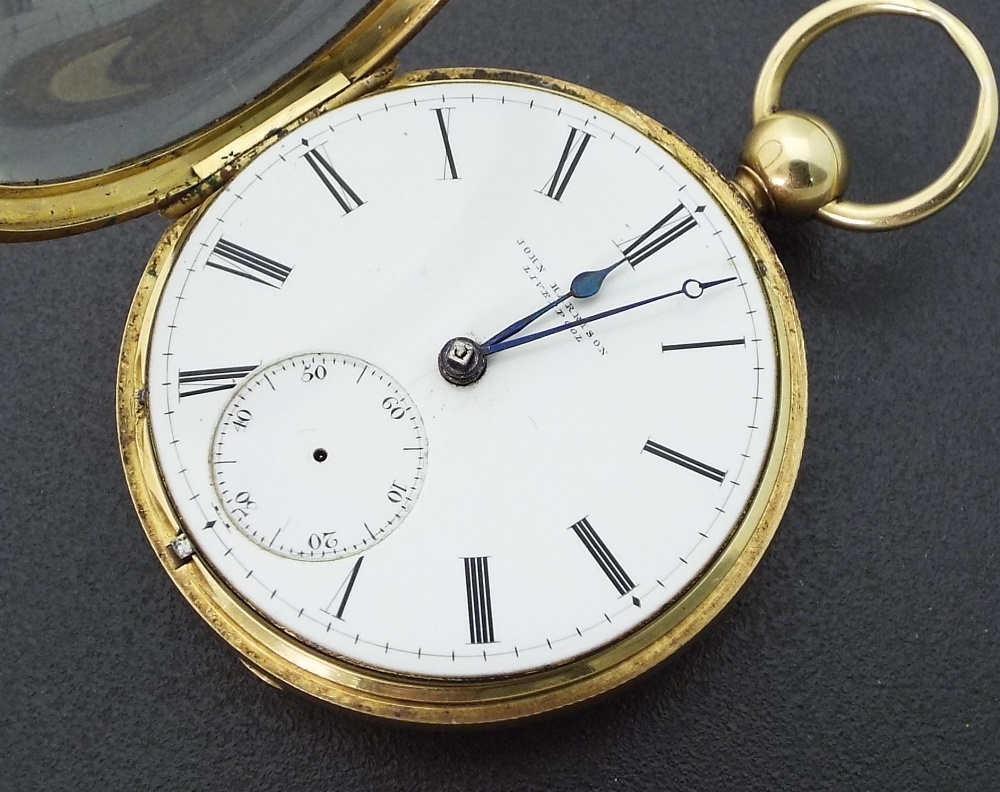 John Harrison, Liverpool 18ct lever pocket watch, signed and numbered