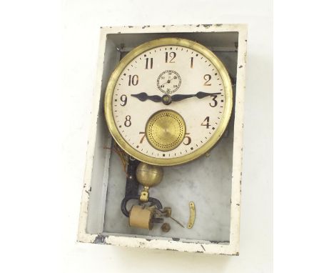 Electrique Brillie electric wall clock, the 9" cream dial with subsidiary seconds dial and recessed pierced brass dial within
