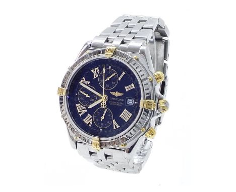 Breitling Crosswind Chronometer automatic gentleman's stainless steel bracelet watch, ref. B 13355, rotating bezel with gold 