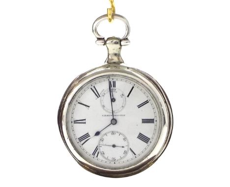Joseph Radges &amp; Co., London silver detent pocket chronometer, the brass plate three-quarter movement with compensated bal