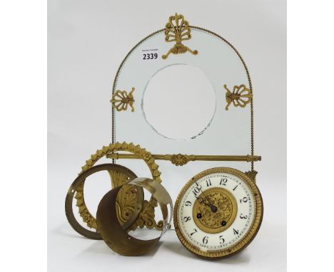 Interesting French ormolu and glass plate mounted two train mantel clock, the Vincenti movement with outside countwheel strik