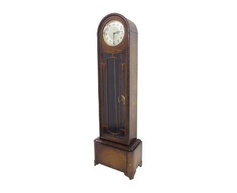 1930s oak triple weight longcase clock, the 10.5 circular silvered dial signed Enfield with silent/chime adjustment lever, th