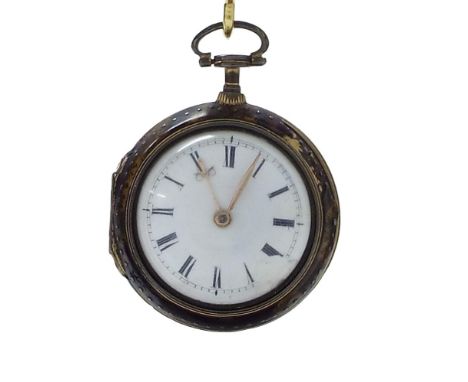18th century English verge gilt metal pair cased pocket watch, signed George Goodman, London, no. 16115, the fusee movement w