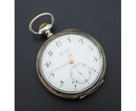 Zenith silver (0.800) lever pocket watch, movement no. 1810303, the dial with Arabic numerals and subsidiary seconds within a