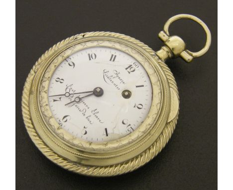 Austrian verge white metal pocket watch, the fusee movement signed Lichenstern, Wien, no. 1433, with pierced balance bridge a