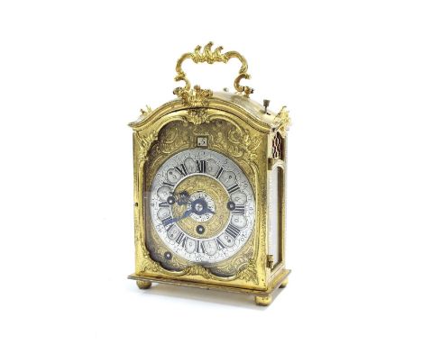 Interesting Austrian ormolu small Grand Sonnerie three train boudoir clock with alarm, the movement striking the hours and qu