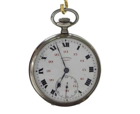 Paul Ditisheim Solvil Cronometro Ingol D nickel cased pocket watch, thin nickel jewelled movement, the pillar plate stamped 4