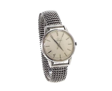 Eterna-Matic stainless steel gentleman's wristwatch, the circular silvered dial with sweep centre seconds and baton markers, 