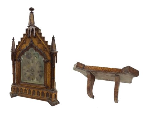 Impressive Gothic oak triple fusee bracket clock, the movement signed James McCabe, London, no. 3375 striking on a large gong