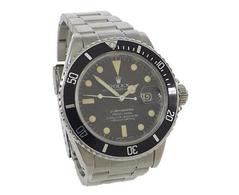 Rolex Oyster Perpetual Date Submariner stainless steel gentleman's bracelet watch, ref. 16800, ser. no. 7162xxx, circa 1981, 