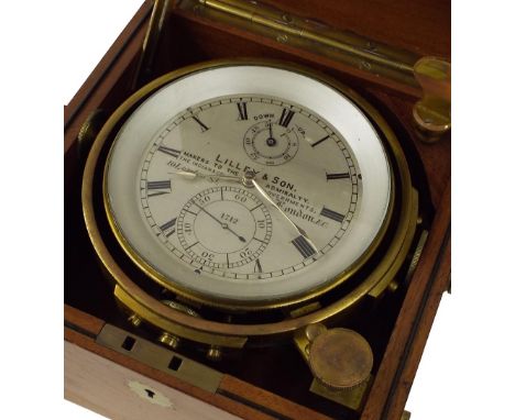 Two day marine chronometer, the 3.75" silvered dial signed Lilley &amp; Son, 10 London St, London E.C., no. 1712 Makers to th